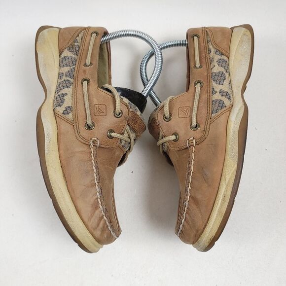 SPERRY TOP SIDER leather leopard Lenin sequin loafers shoes Size 7M - Picture 4 of 10